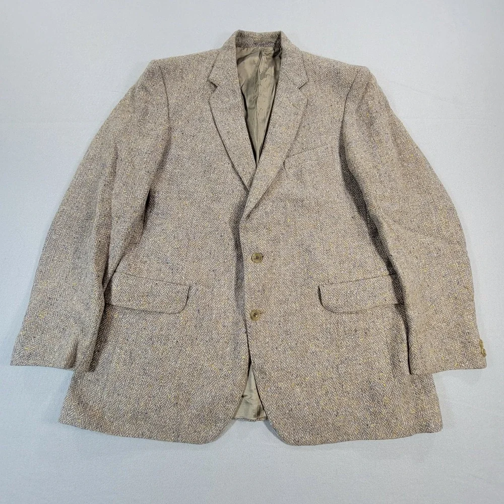 Vintage Magee Sport Coat Donegal Tweed Herringbone Irish Wool Blazer Men's 44L